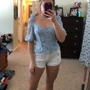 BuddyLove puff sleeve blue star top